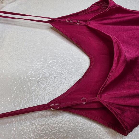 Vintage Mary Green 100% Silk slip/dress Red adjustable straps size Medium - Picture 5 of 6